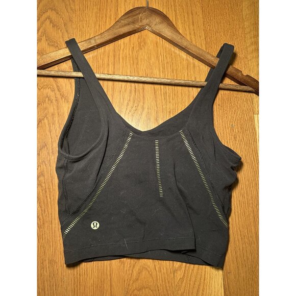 Lululemon Black & Gold Sports Bra Size 6 – Strappy Athletic Support Bra Sporty C - Picture 4 of 5